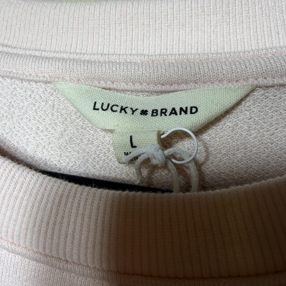 Lucky Brand Yay Sports Graphic Sweatshirt Womens Large Pink Cropped Pullover NWT - Picture 4 of 11